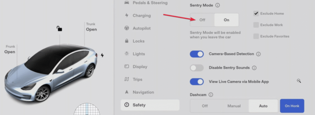Alarm bei Tesla ausschalten