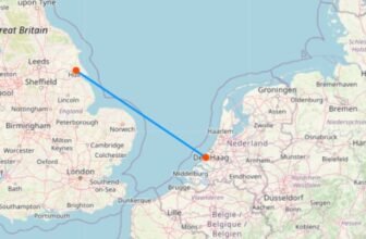 Karte mit Fähre von Rotterdam nach Hull