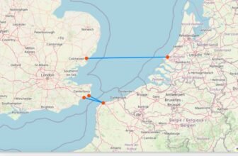 Karte mit Fähre nach London
