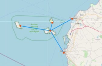 Karte mit Fähre nach Favignana