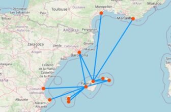 Karte mit Fähre nach Mallorca