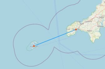 Karte mit Fähre nach Scilly Islands