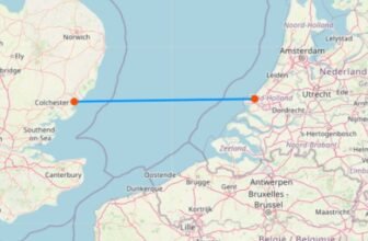 Karte mit Fähre van Hoek van Holland nach Harwich