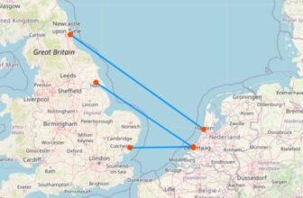 Karte mit Fähre von Niederlande nach England