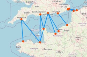 karte mit Fähre von Frankreich nach England
