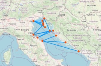 Karte mit Fähre von Italien nach Kroatien