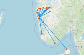 Karte mit Fähre nach Bergen
