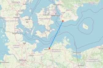 karte mit Fähre von Rostock nach Trelleborg