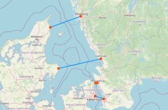 Karte mit fähre von dänemark nach schweden