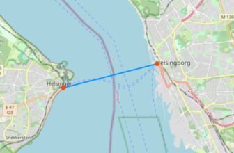 karte mit Fähre von Helsingor nach Helsingborg