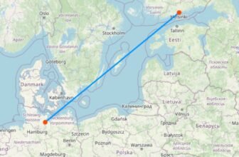 Karte mit Fähre von Deutschland nach Finnland