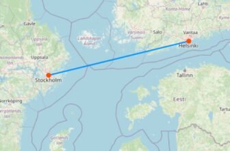 Karte mit Fähre von Stockholm nach Helsinki