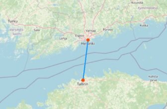 Karte mit Fähre von Tallinn nach Helsinki