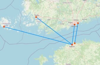 Karte mit Fähre von Estland nach Finnland