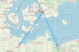 Karte mit Fähre nach Malmö