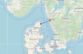 Karte mit Fähre von Frederikshavn nach Göteborg