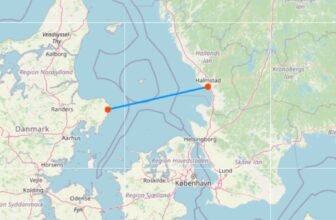 Karte mit Fähre von Grenaa nach Halmstad