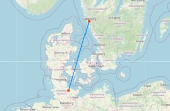 Karte mit Fähre von Kiel nach Göteborg