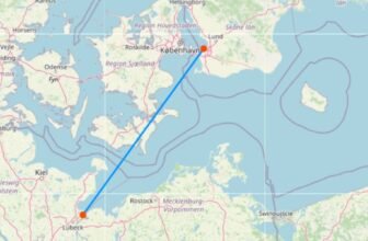 Karte mit Fähre von Travemunde nach Malmö