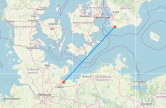 Karte mit Fähre von Travemunde nach Trelleborg
