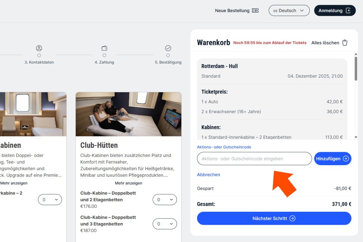 p&O ferries gutschein code