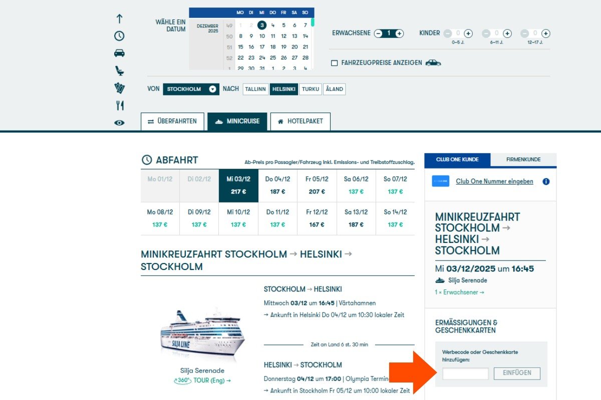 tallink werbecode