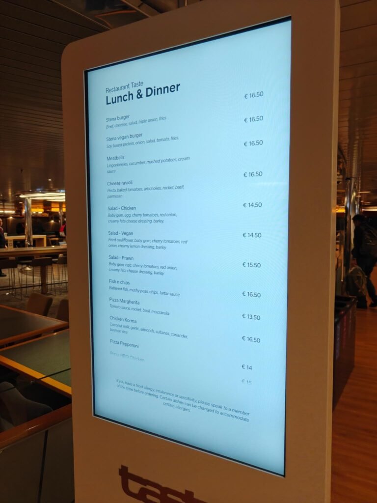 Speisekarte des Restaurants Taste auf der Stena Hollandica