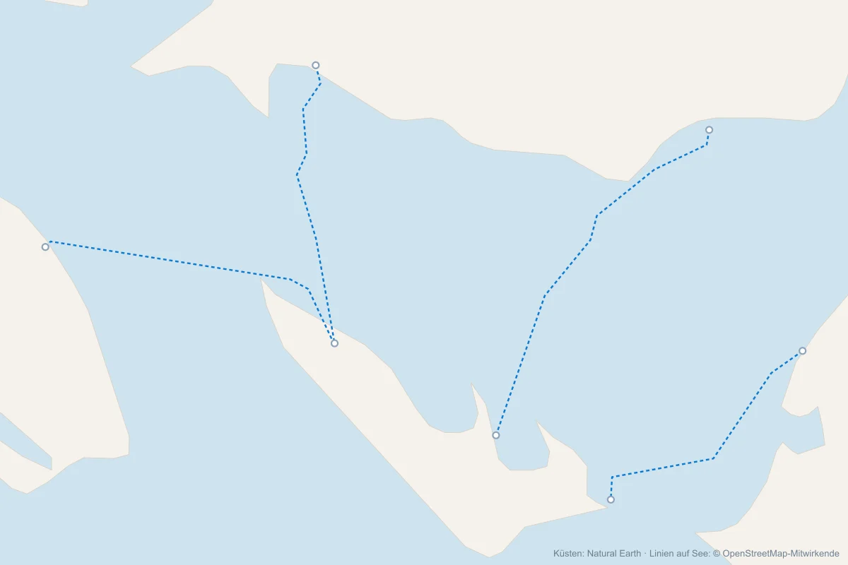 Karte mit allen Fähren nach Ærø