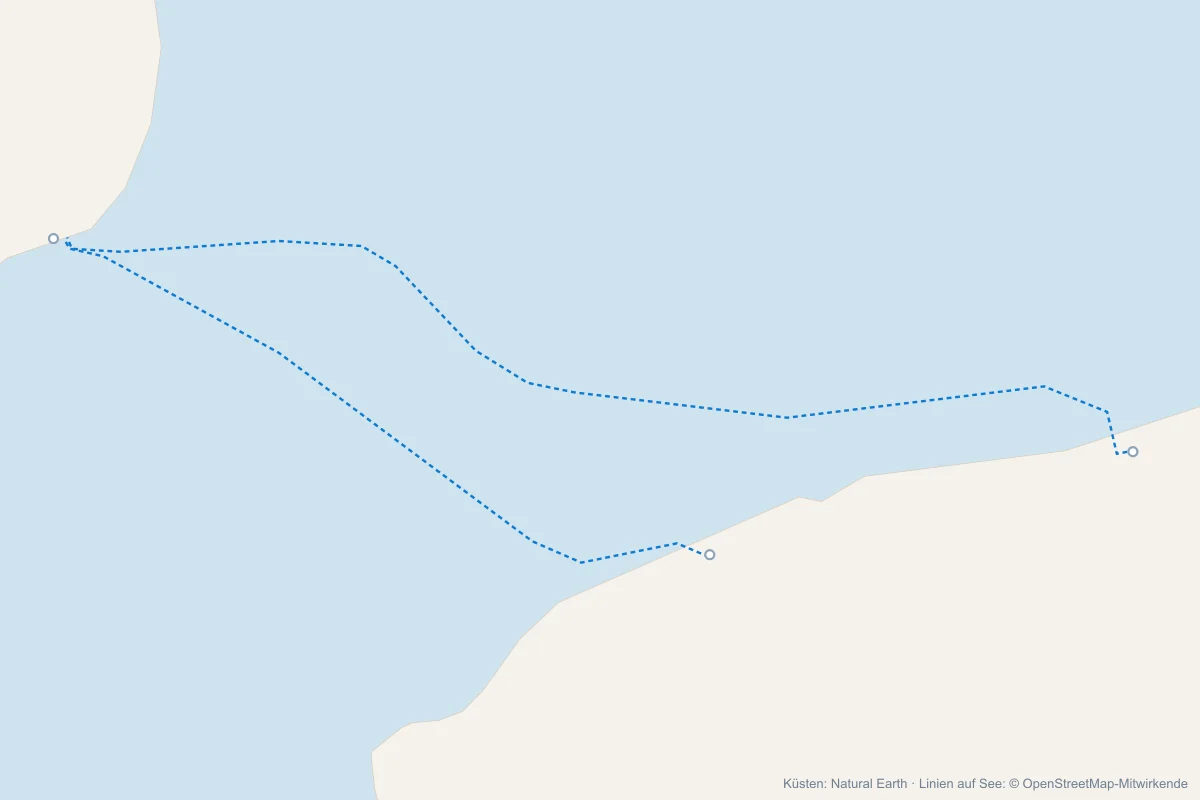 Karte mit allen Fähren nach Dover