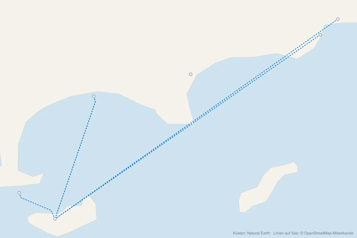 Karte mit allen Fähren nach Porquerolles