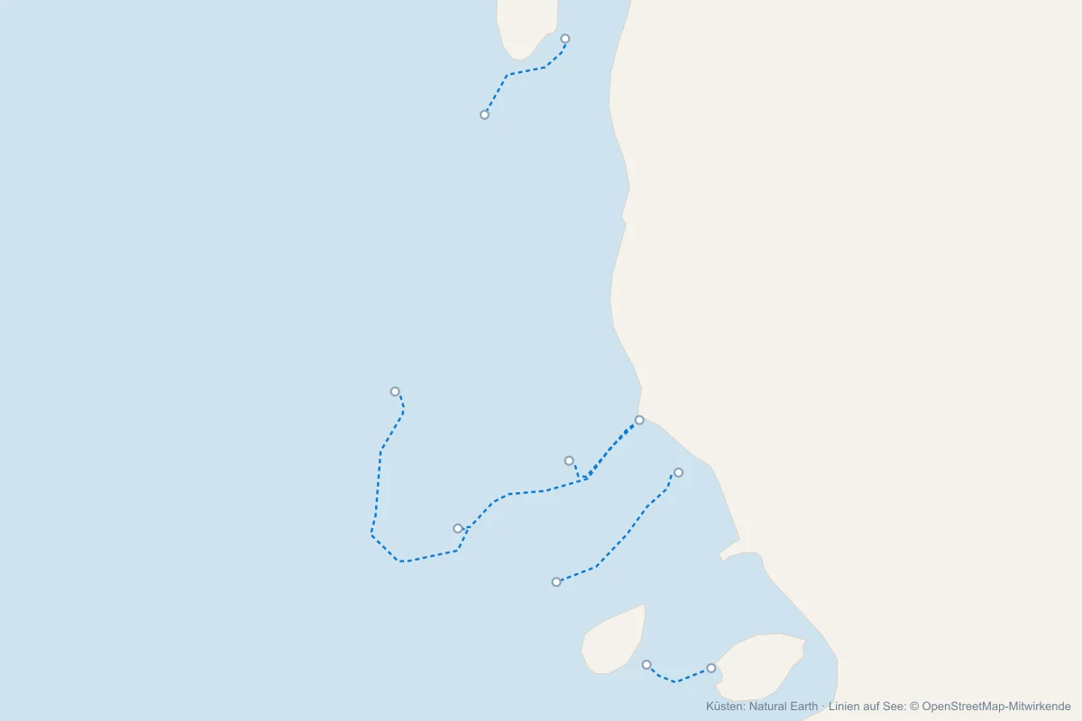 Karte der Nordfriesischen Inseln mit allen Fähren und Häfen